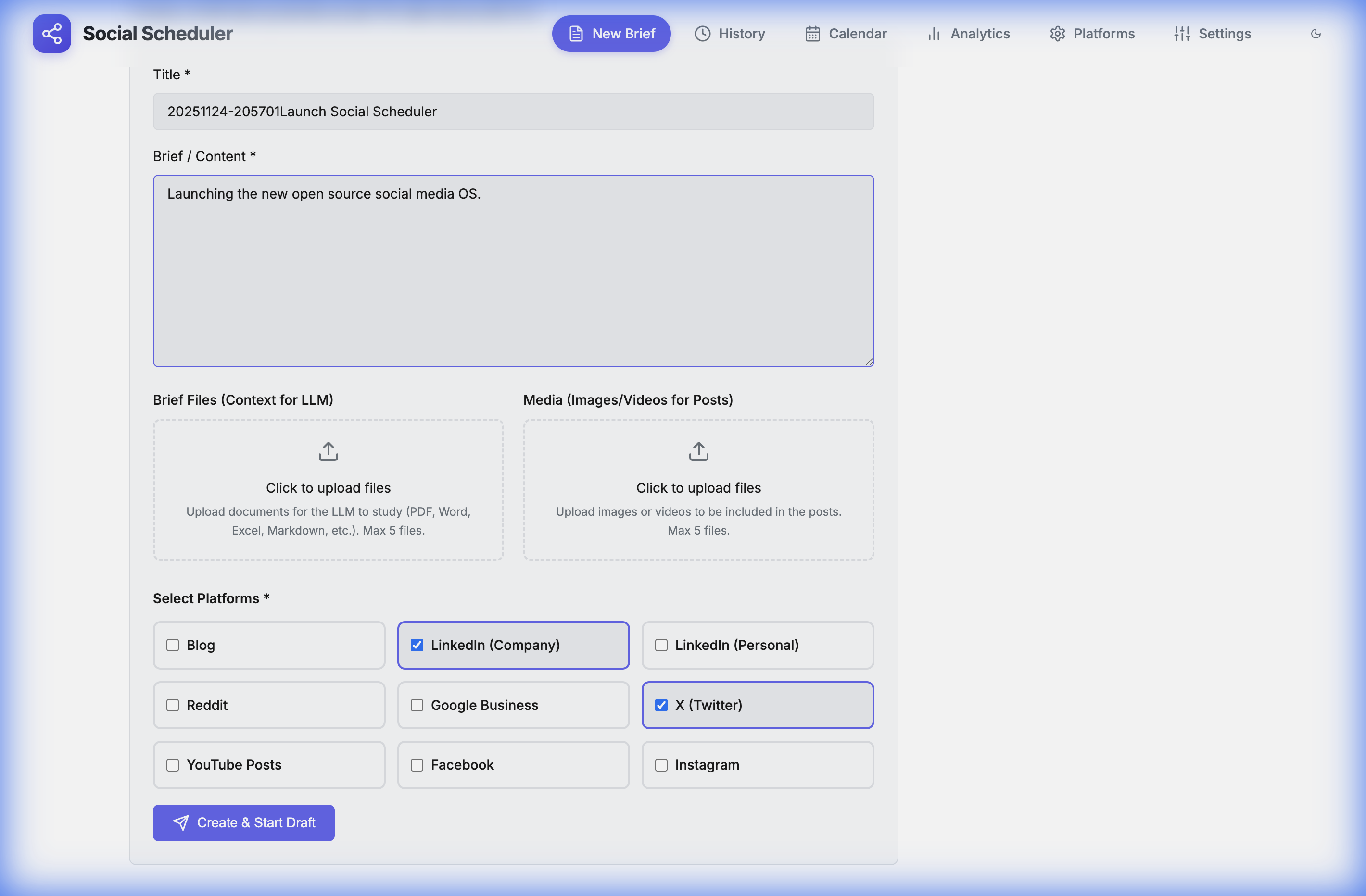 Quick Post interface